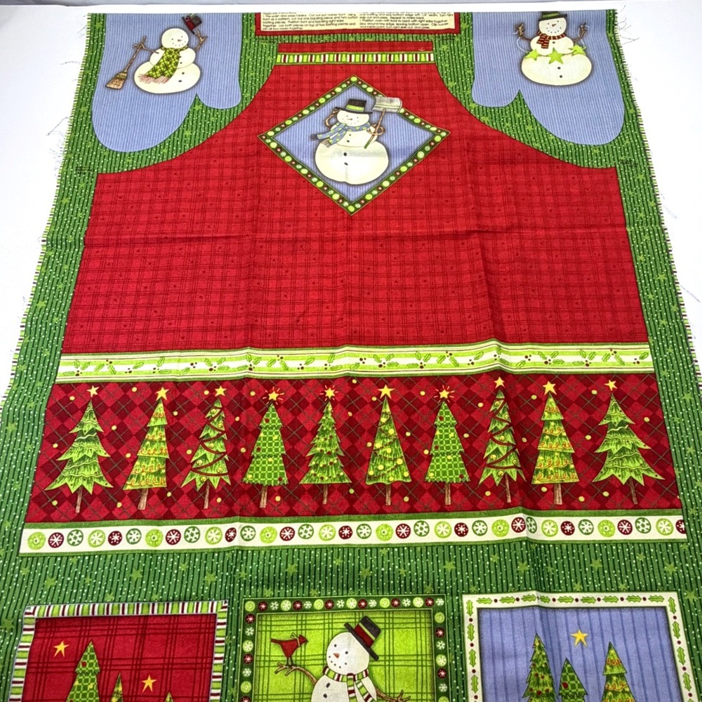 Debbie Mumm Christmas Snowman Apron Oven Mitt Pot Holder Fabric Panel DIY 1137A1